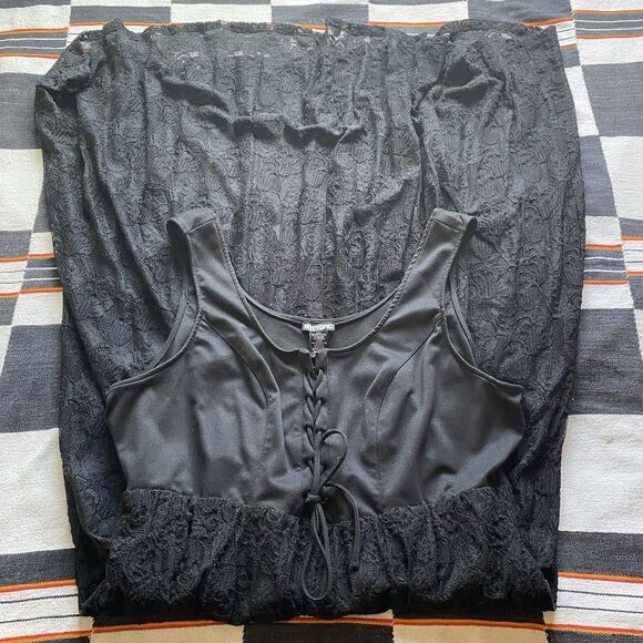 Hot Topic Plus Size Goth Black Lace Sleevless Maxi Dress. Size 3X. Pockets. - Picture 8 of 10